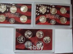 1999 s to 2009 s silver proof 50 state an territorie quarter sets no box no coa