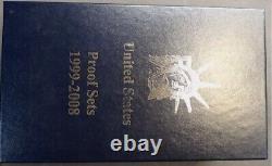 1999 to 2008-S US Silver & Clad Proof Sets Complete Run of 20 Sets