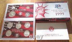 1999 to 2009 Silver Proof Set U. S. Mint COA 11 Silver Sets with Silver Quarters