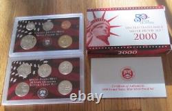 1999 to 2009 Silver Proof Set U. S. Mint COA 11 Silver Sets with Silver Quarters