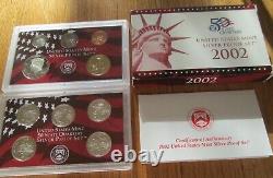 1999 to 2009 Silver Proof Set U. S. Mint COA 11 Silver Sets with Silver Quarters