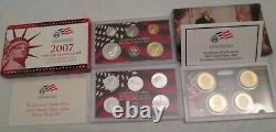 1999 to 2009 Silver Proof Set U. S. Mint COA 11 Silver Sets with Silver Quarters