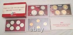 1999 to 2009 Silver Proof Set U. S. Mint COA 11 Silver Sets with Silver Quarters