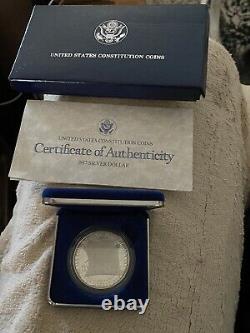 (1) 1987 S US Constitution $1 Proof Silver Dollar Coin withCOA & Box ULTRA CAMEO