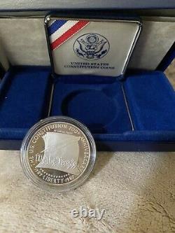 (1) 1987 S US Constitution $1 Proof Silver Dollar Coin withCOA & Box ULTRA CAMEO