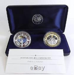 2000-2001 AUSTRALIAN MILLENIUM SILVER PROOF TWO Coin Set