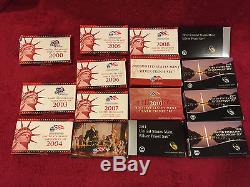 2000, 2003-2015 US Mint Silver Proof Set Collection (Orig Boxes and COAS)