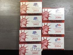 2000-2006 US Mint Silver Proof Set Lot of 7 Sets withOGP &COA 120525 08akk