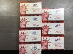 2000-2006 US Mint Silver Proof Set Lot of 7 Sets withOGP &COA 120525 08akk