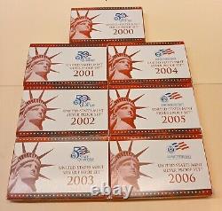 2000 2006 US Mint Silver Proof Sets Run of 7 Years