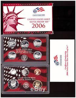 2000 2009 SILVER PROOF SETS DCAM COINS ALL BOXES & COA's FREE SHIPPING