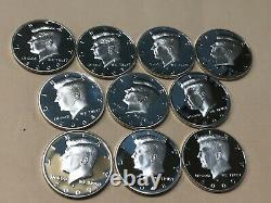 2000-2009 S Silver Kennedy Half Dollar Cameo Gem Proof Set (10) High Grade Coins