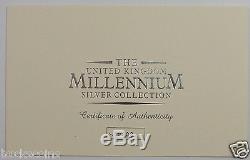 2000 SILVER PROOF CASED MILLENNIUM YEAR SET 13 COINS £5 TO MAUNDY PENNY WITH COA