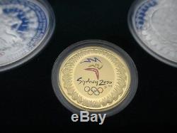 2000 SYDNEY OLYMPIC 3 COIN COLLECTION SET. $100 Gold and two of $5 Silver Proof