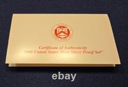 2000 Silver US Mint Proof Set OGP COA-10 Total Coins Including State Quarters