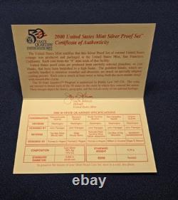 2000 Silver US Mint Proof Set OGP COA-10 Total Coins Including State Quarters
