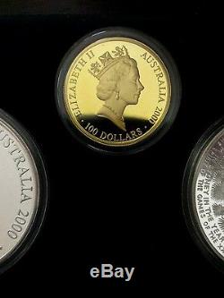 2000 The Sydney Olympic Coin Collection three coin set Gold and Silver Proof