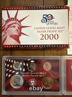2000 UNITED STATES US MINT SILVER PROOF SET ORIGINAL BOX With COA 1.338 OZT