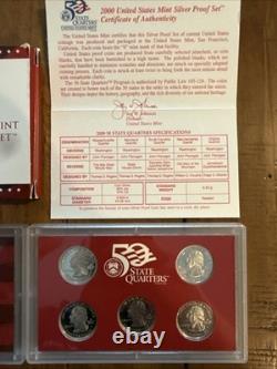 2000 UNITED STATES US MINT SILVER PROOF SET ORIGINAL BOX With COA 1.338 OZT