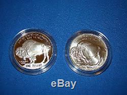 2001 $1 P & D Silver American Buffalo 2-Coin Proof/Uncirculated Set with COA