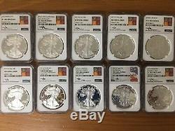 2001-2019 Proof Silver Eagle Set John Mercanti Signed NGC PF70 18 Coins Total