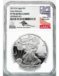 2001-2019 W $1 Proof Silver Eagle Set NGC PF70 Ultra Cameo Mercanti Signed