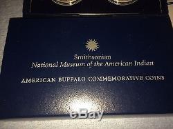 2001 American Buffalo Commemorative Proof and Unc Silver Dollars + TWO COIN SET