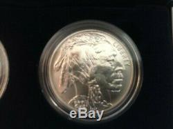 2001 P & D Smithsonian Buffalo Silver Dollar 2 Coin Proof Set with Box & CoA