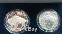 2001 Smithsonian American Buffalo Silver Dollar 2 Coin Set Bu & Proof