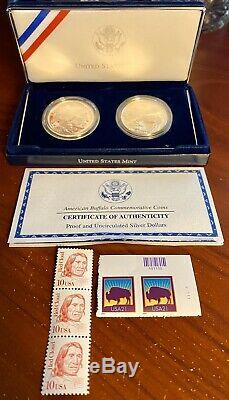 2001 U. S. American Buffalo Proof Silver Dollar Commemorative 2 Coin Set