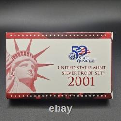 2001 United States Mint Silver Proof Set Complete OGP Box & COA 50 State