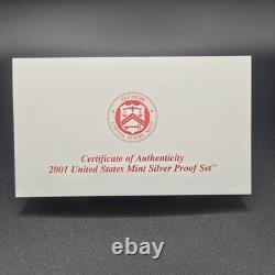 2001 United States Mint Silver Proof Set Complete OGP Box & COA 50 State