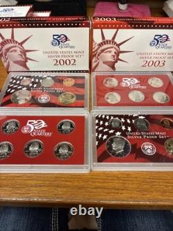 2002 & 2003 Silver Proof Sets. Each Set Has 1 1/3 Oz Of Silver. OGP & COA