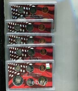 2002 2006 S United States 5 Coin Silver Proof Set Lot Of 5 7497t