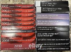 2002-2019 United States Silver Proof Sets (18 Sets) Below Greysheet Prices