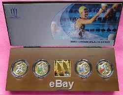 2002 Royal Mint Silver Gold Piedfort Commonwealth Games £2 Proof Coin Set