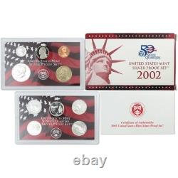 2002 Silver Proof Set U. S. Mint Original Government Packaging OGP COA