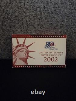 2002 US Mint Silver Proof Set 10 coin OGP COA. Free shipping