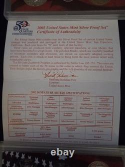 2002 US Mint Silver Proof Set 10 coin OGP COA. Free shipping
