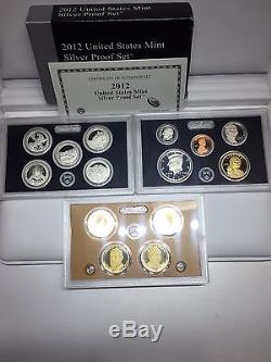 2003-2013 Silver Proof Sets, Except 2011 Includes 2012 Silver Proof Set Box COA