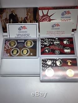 2003-2013 Silver Proof Sets, Except 2011 Includes 2012 Silver Proof Set Box COA