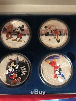 2003 Mickey Mouse Fine Silver Proof 6 Medallion Set Disney 75 Years with Mickey