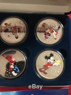 2003 Mickey Mouse Fine Silver Proof 6 Medallion Set Disney 75 Years with Mickey