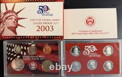 2003-S US Mint Silver Proof Set 10 Coins with COA & OGP