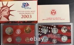 2003-S US Mint Silver Proof Set 10 Coins with COA & OGP