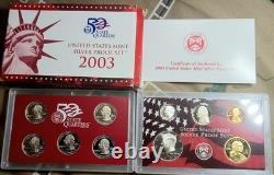 2003 -S United States Mint Silver Proof Set 10 Coins with Original COA