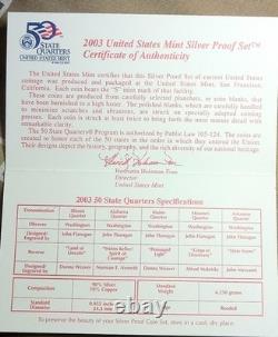 2003 -S United States Mint Silver Proof Set 10 Coins with Original COA
