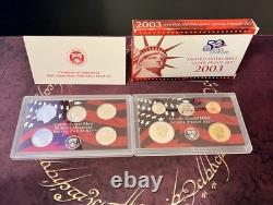 2003 United States Mint Silver Proof Set with State Quarters, Box & COA