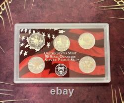 2003 United States Mint Silver Proof Set with State Quarters, Box & COA