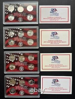 2004,05,06,07, United States Mint 50 State Quarters Silver Proof Set. WithOGP&COA